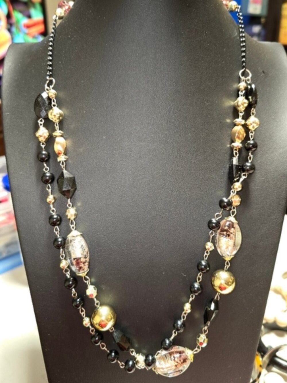 Long Double Stranded Earthtone Necklace - Picture 1 of 2